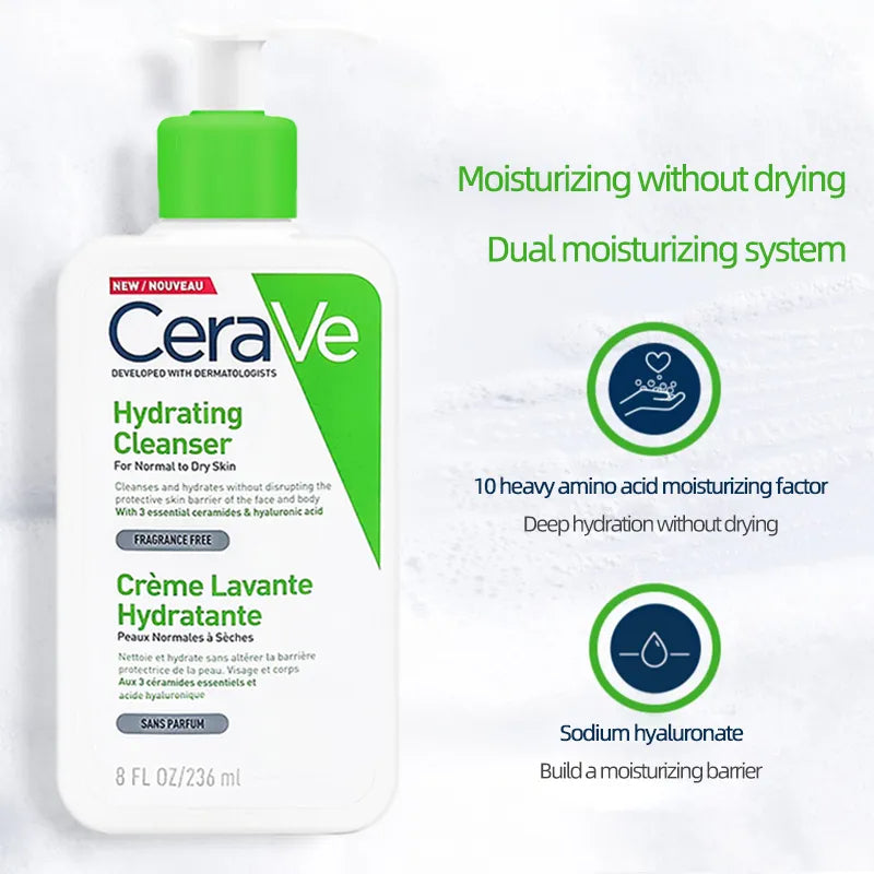 CeraVe Hydrating Facial Cleanser - Gentle, Non-Stripping Formula for Normal to Dry Skin