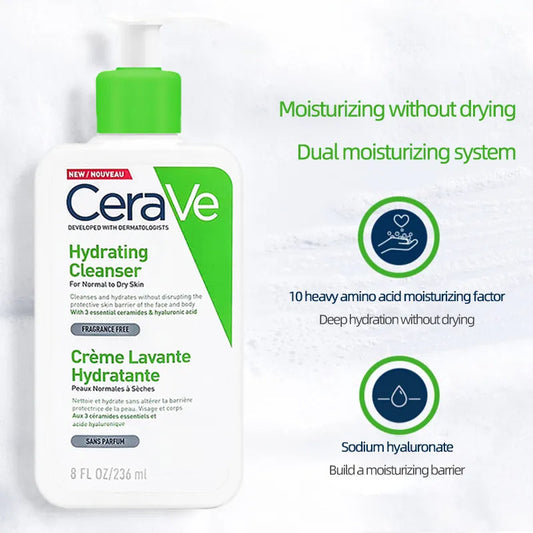 CeraVe Hydrating Facial Cleanser - Gentle, Non-Stripping Formula for Normal to Dry Skin