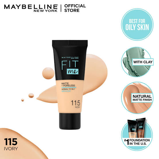 Maybelline - Fit Me Liquid Foundation Matte & Poreless (115 Ivory)
