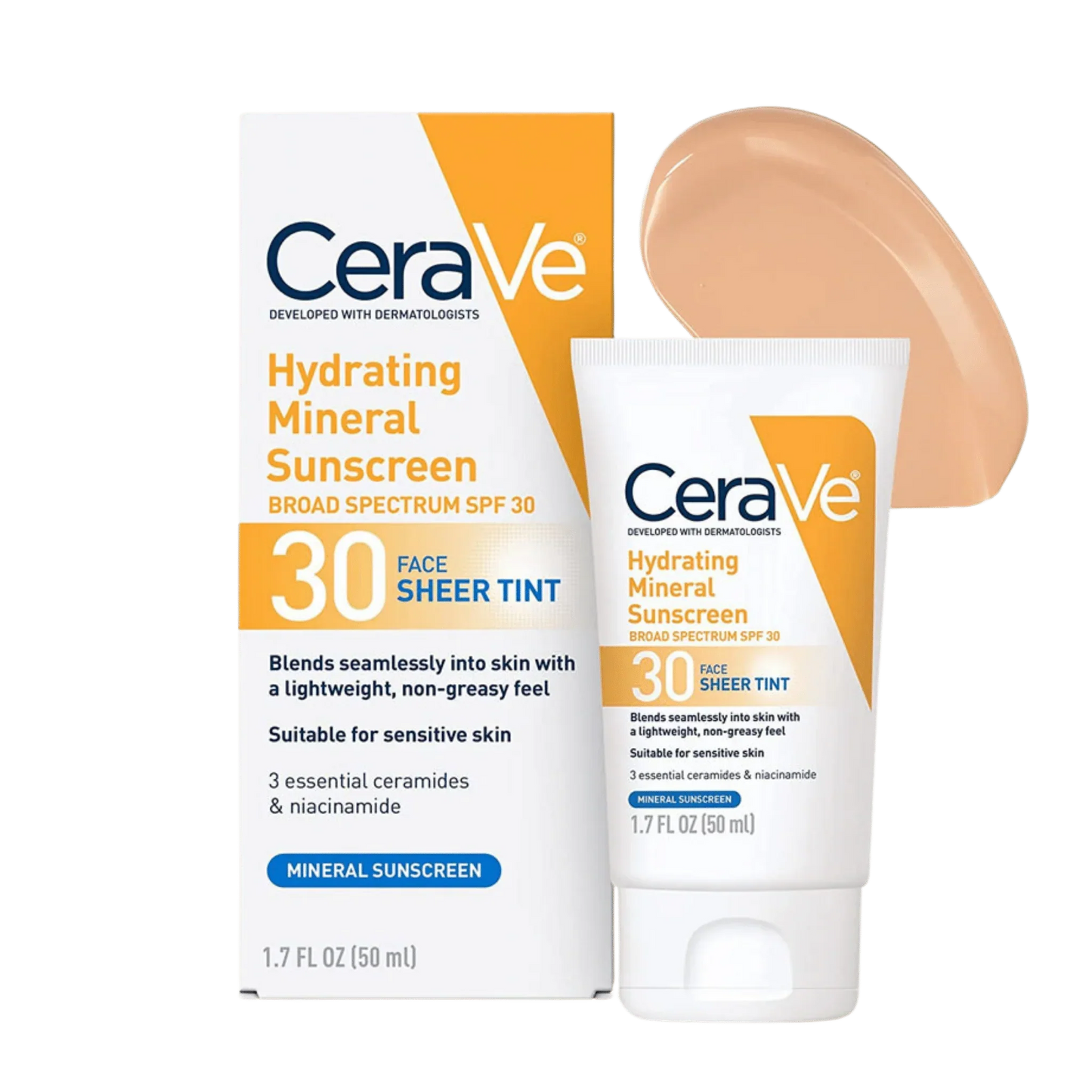 CeraVe Hydrating Mineral Sunscreen SPF 30 Face Sheer Tint 50ml