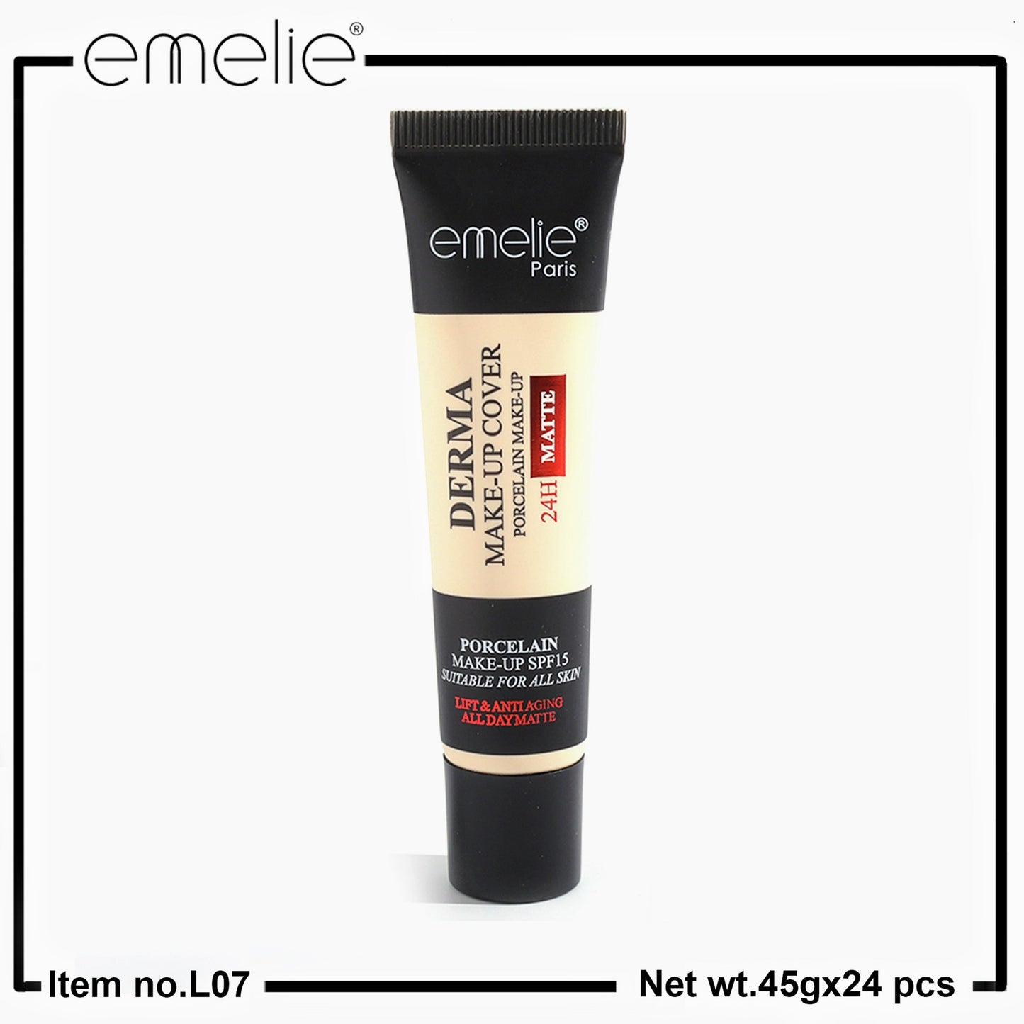 Emelie Derma Make-Up Cover Matte Foundation Tube - 45g