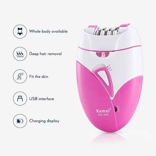Kemei KM-189A Women's Electric Epilator - Painless Hair Removal