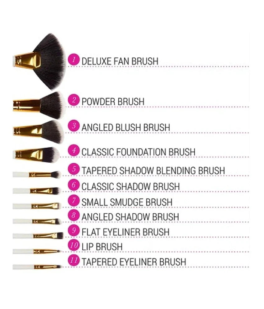 BH Cosmetics Dot Collection Brush Set – 11 Pcs White