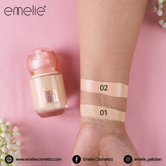 EmelieÂ® 24HR Matte Pure Foundation & Concealer â€“ Full Coverage, SPF 20 (30ml)