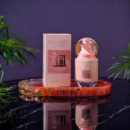 EmelieÂ® 24HR Matte Pure Foundation & Concealer â€“ Full Coverage, SPF 20 (30ml)