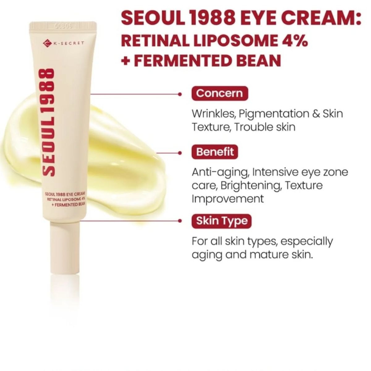 K-Secret Seoul 1988 Eye Cream Retinal Liposome 4% + Fermented Bean