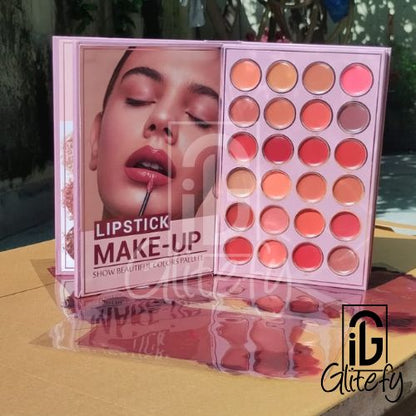 Mocallure 5 Step Make-up palette with lipstick shades and a visible brand logo on a reflective surface.