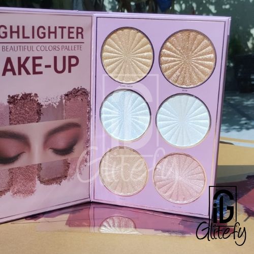 Mocallure 5 Step Make-up highlighter palette with 'Glitefy' branding on a reflective surface.