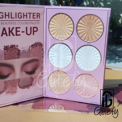 Mocallure 5 Step Make-up highlighter palette with 'Glitefy' branding on a reflective surface.